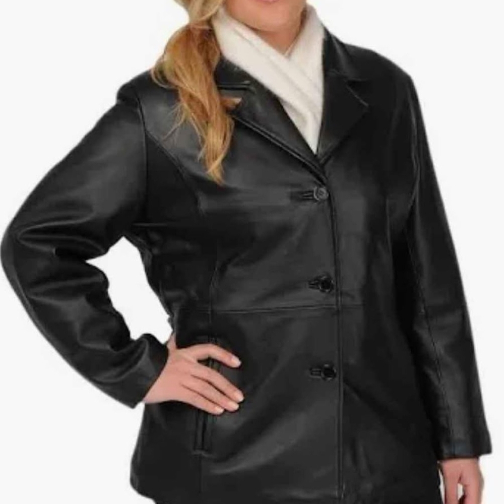 JLC New York Elegant Black 100% Leather Jacket for Women